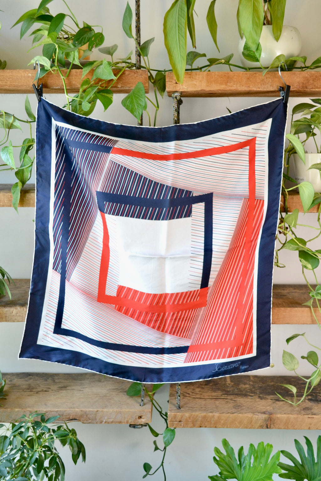 Vintage Hand Rolled Silk Scarf