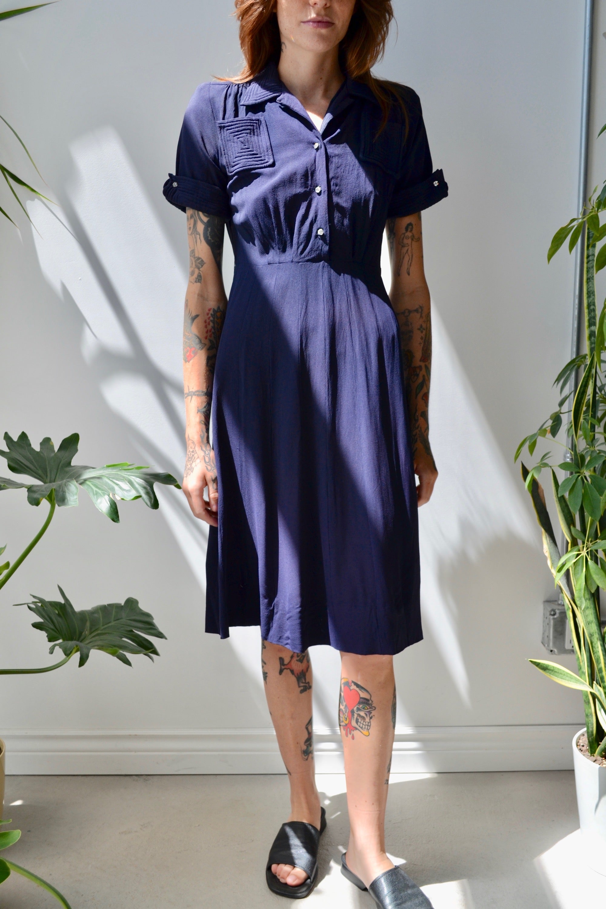 Navy Blue Day Dress