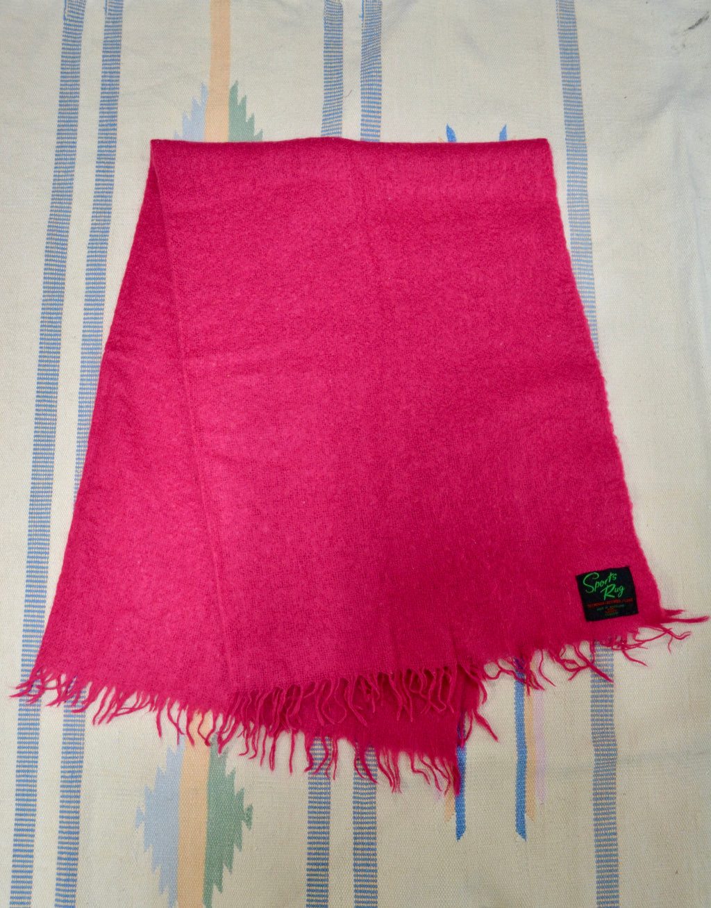 Vintage Fuchsia Mohair Throw Rug