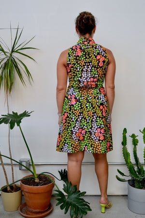 Neon Floral Contrast Dress