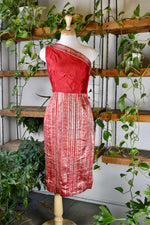 Fifties Off Shoulder Metallic Wiggle Dress