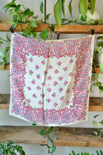 Vintage Pink Floral and Paisley Silk Scarf