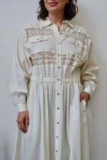 Cream Linen Eighties Dress