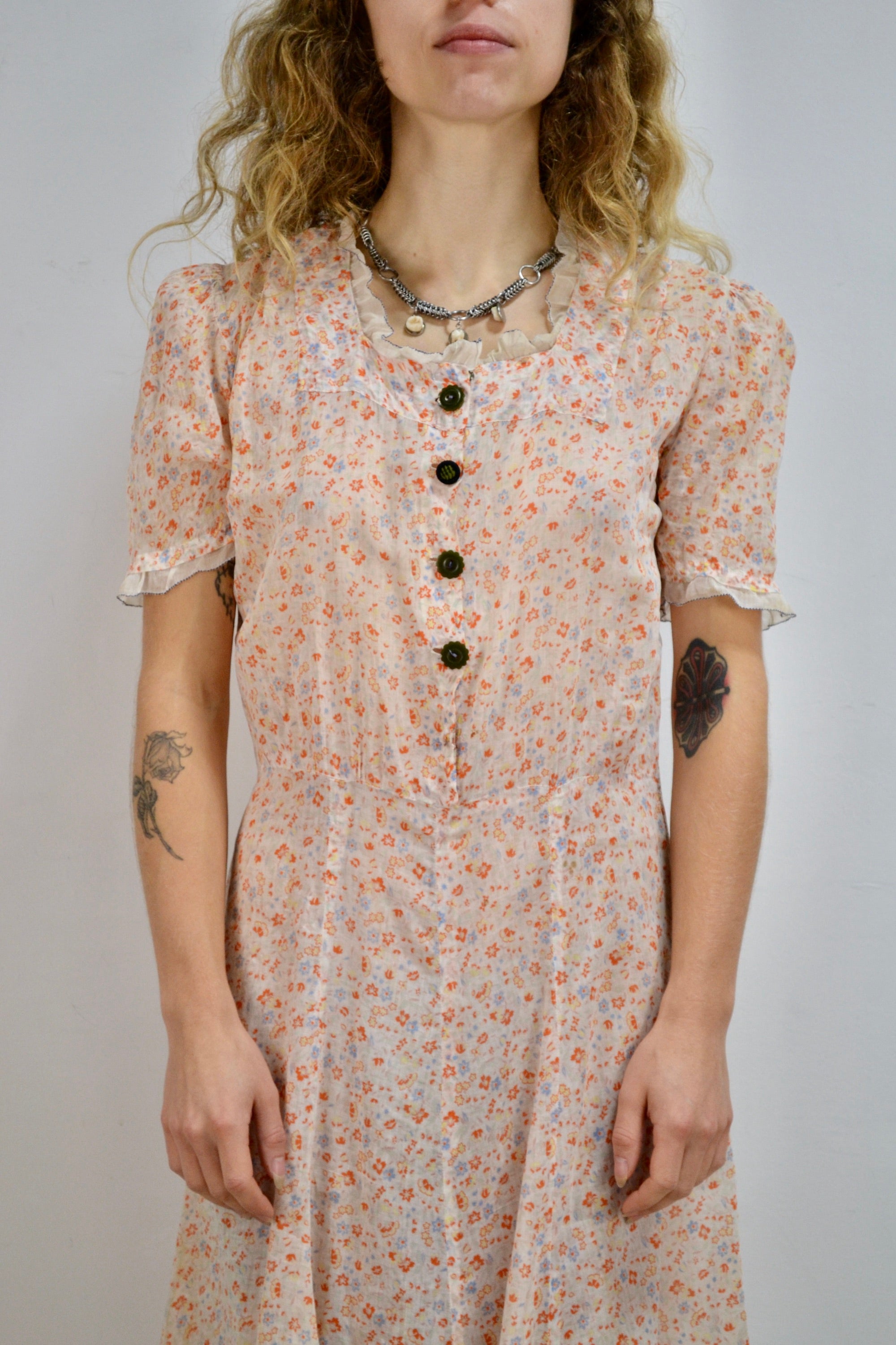 Gauzy Cotton Floral Dress