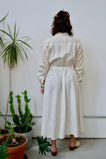 Cream Linen Eighties Dress