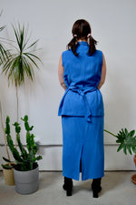 Cobalt Silk & Linen Skirt Set