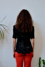 Eighties Black Beaded Blouse