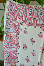Vintage Pink Floral and Paisley Silk Scarf