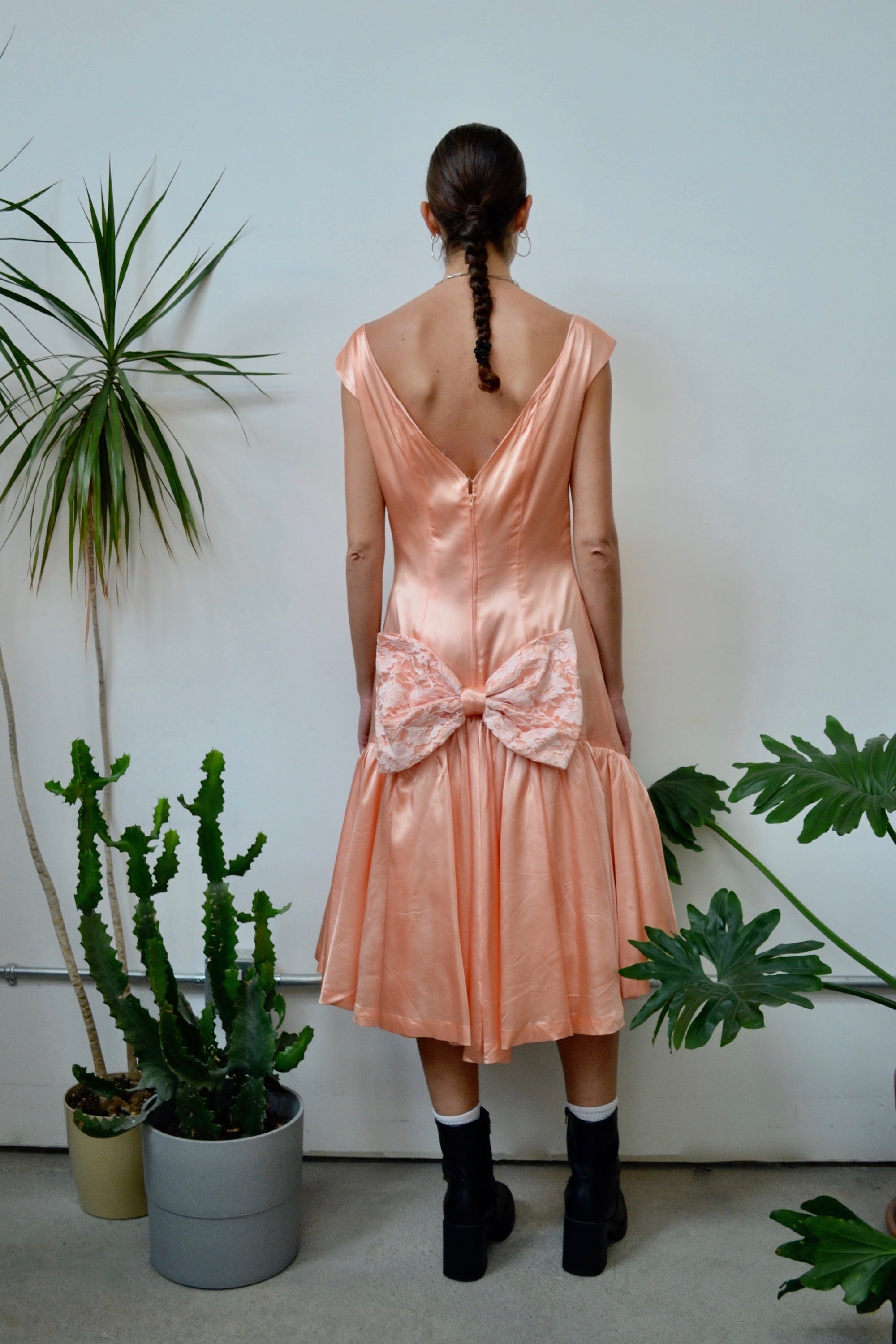 Peach Drop Waist Party Dress