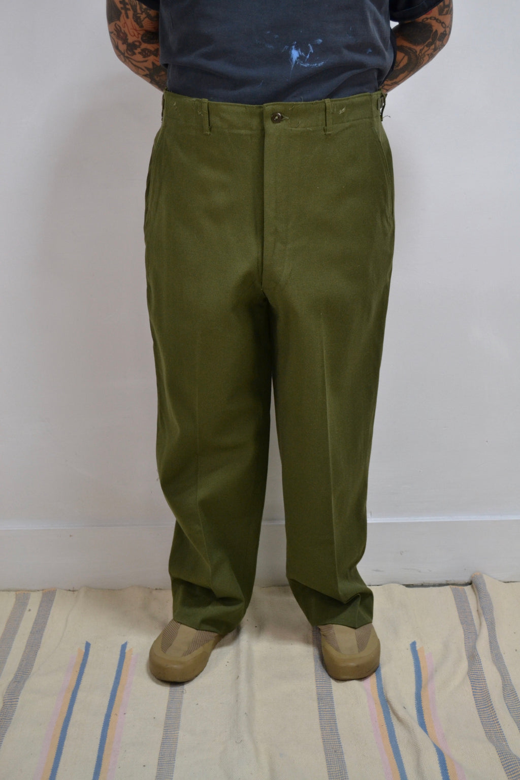 Fifties Olive Green Wool Field Trousers