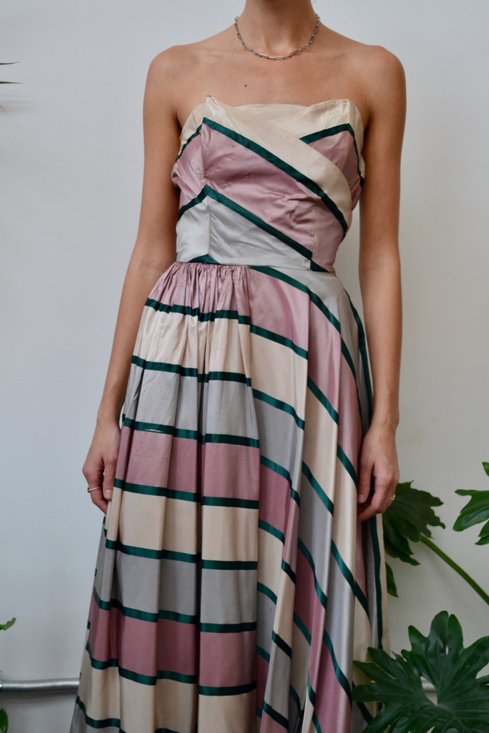 Bias Striped 40s/50s Prom Dress