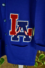 Vintage Navy Blue Wool LA Letterman Cardigan