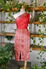 Fifties Off Shoulder Metallic Wiggle Dress