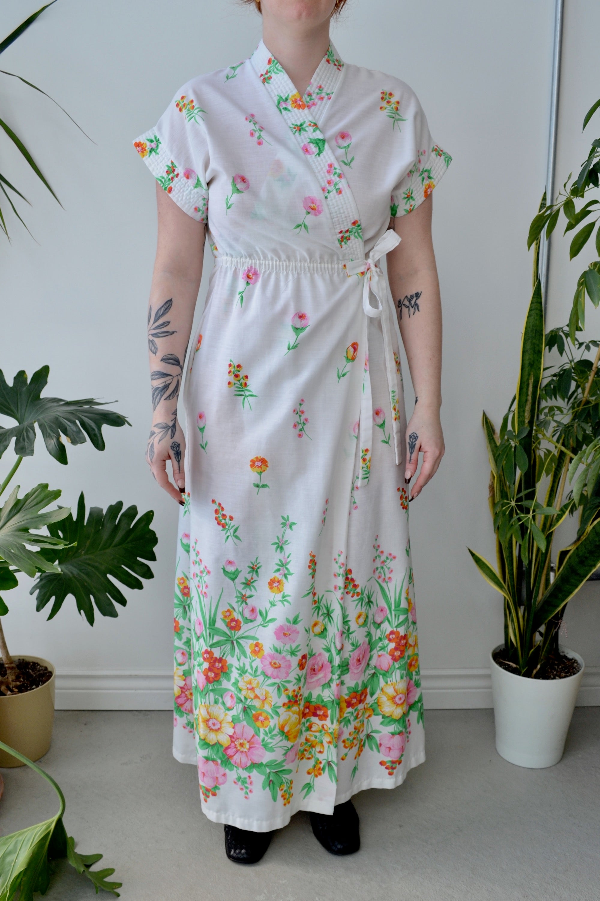 Floral Wrap House Dress