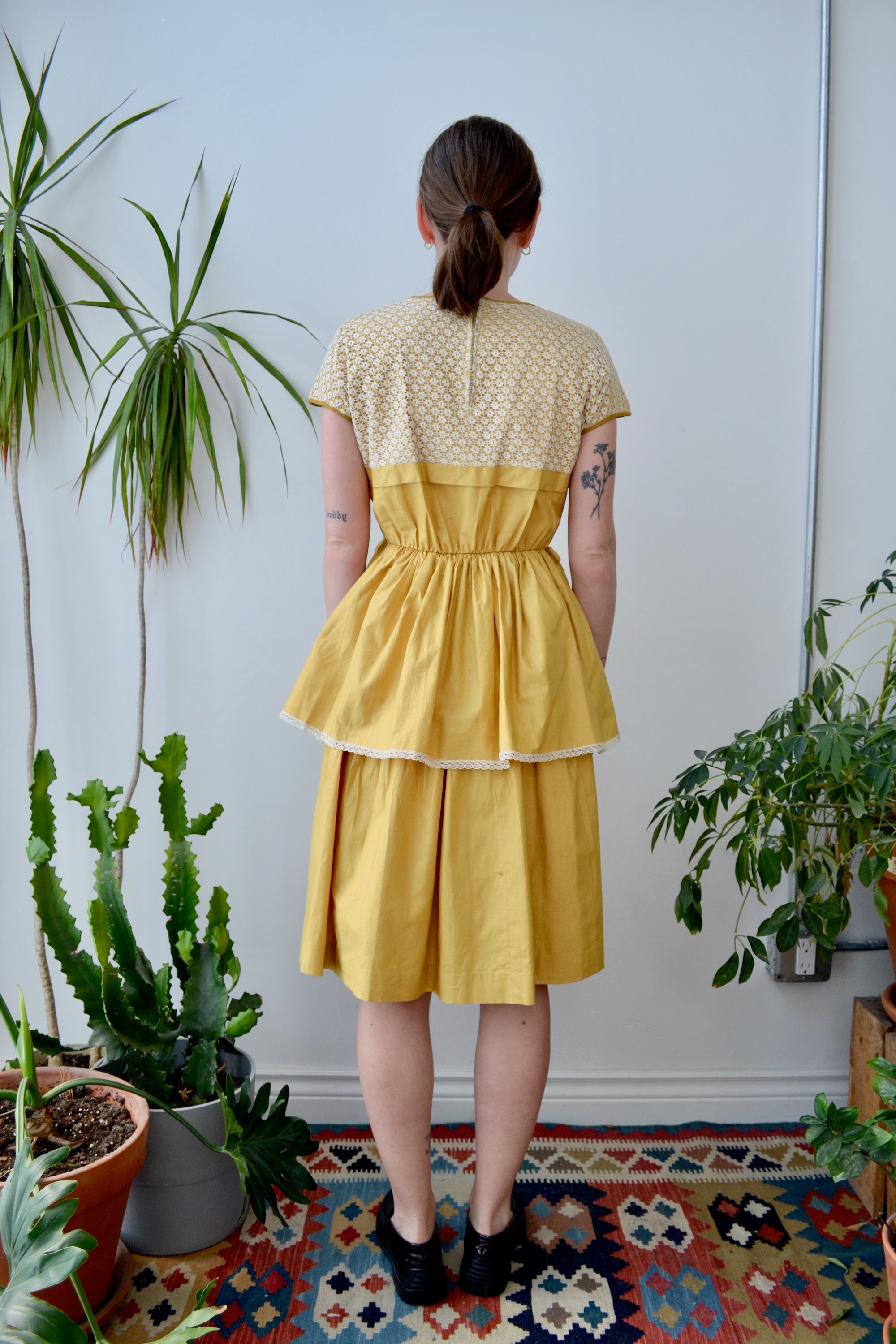 Mustard Tiered Party Dress