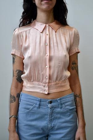 Baby Pink Satin Blouse