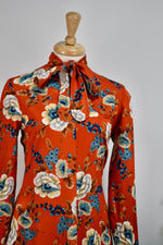 Seventies Orange Floral Frock