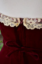 70s Burgundy Velvet Strapless Wiggle Dress