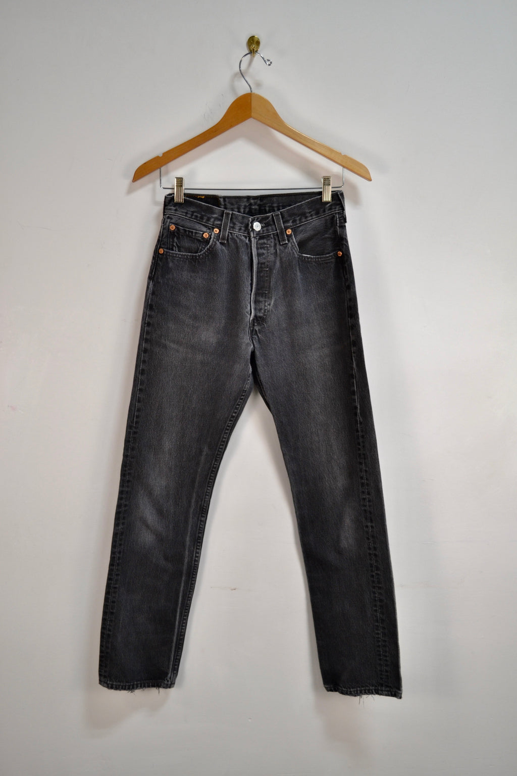 Faded Black Button Fly Levi 501's