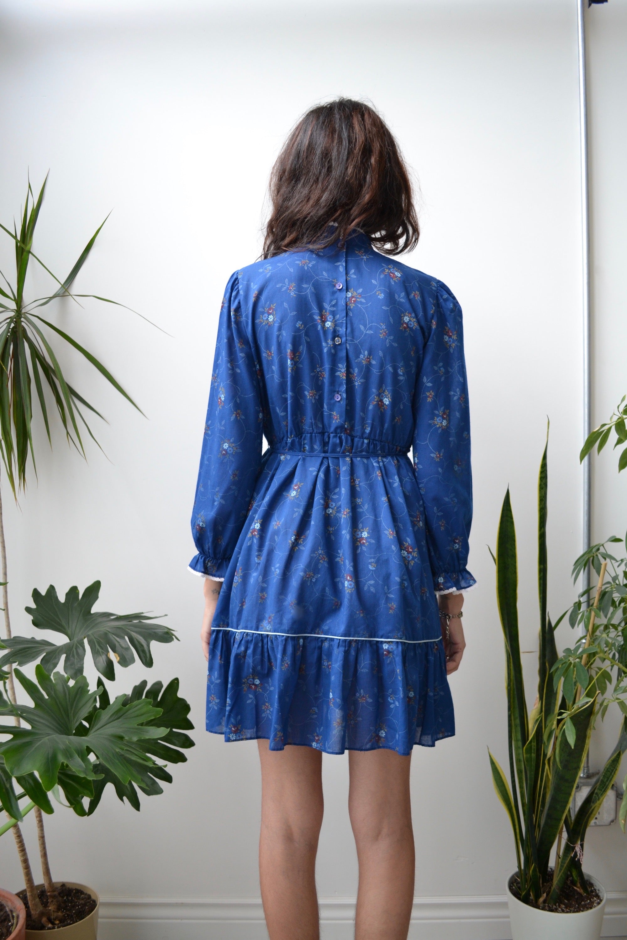 70s Navy Blue Prairie Dress