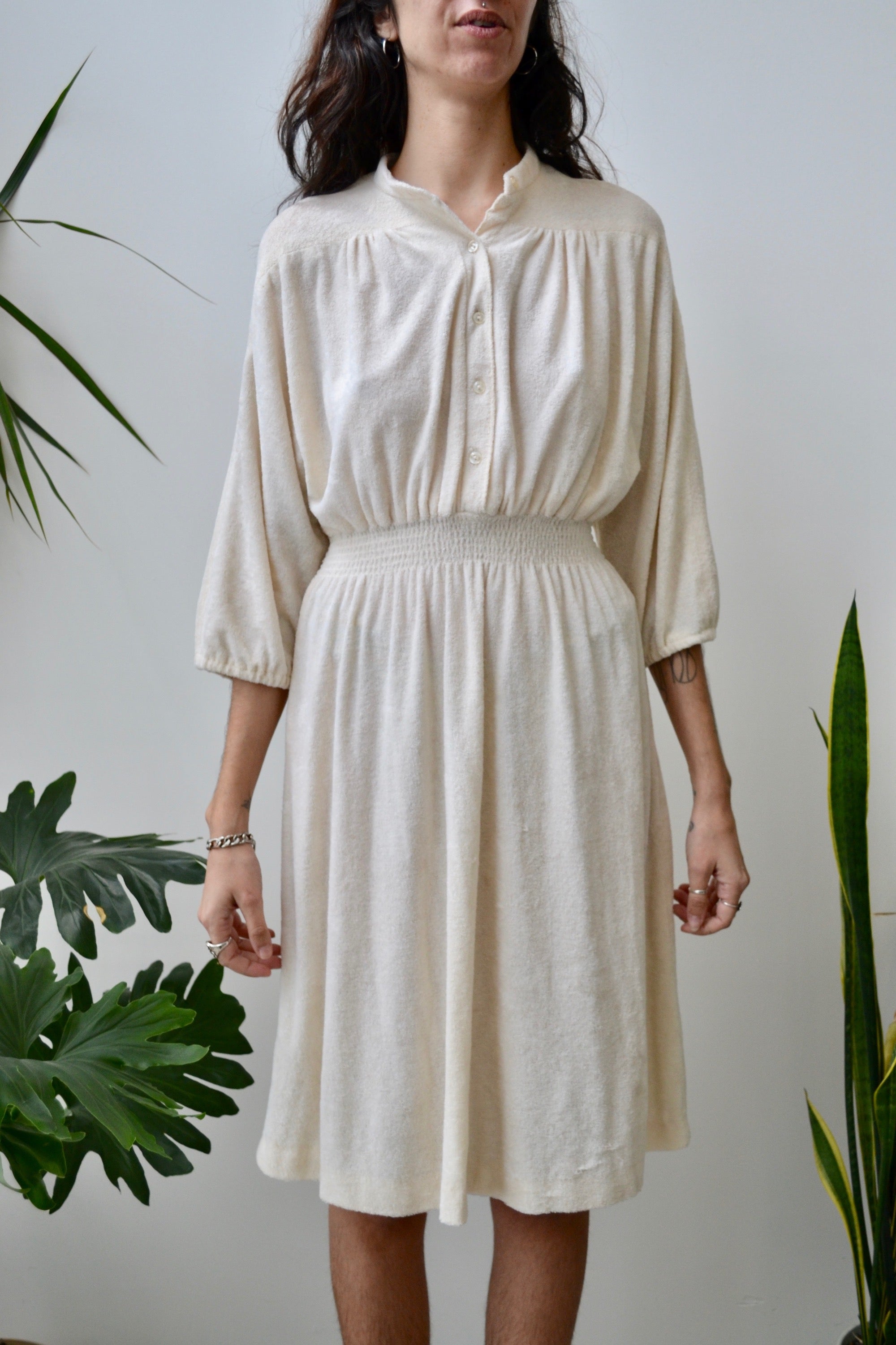 Cream Terry Dress