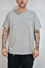 Plain Heather Grey Single Stitch Pocket Tee