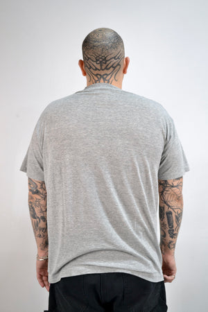 Plain Heather Grey Single Stitch Pocket Tee