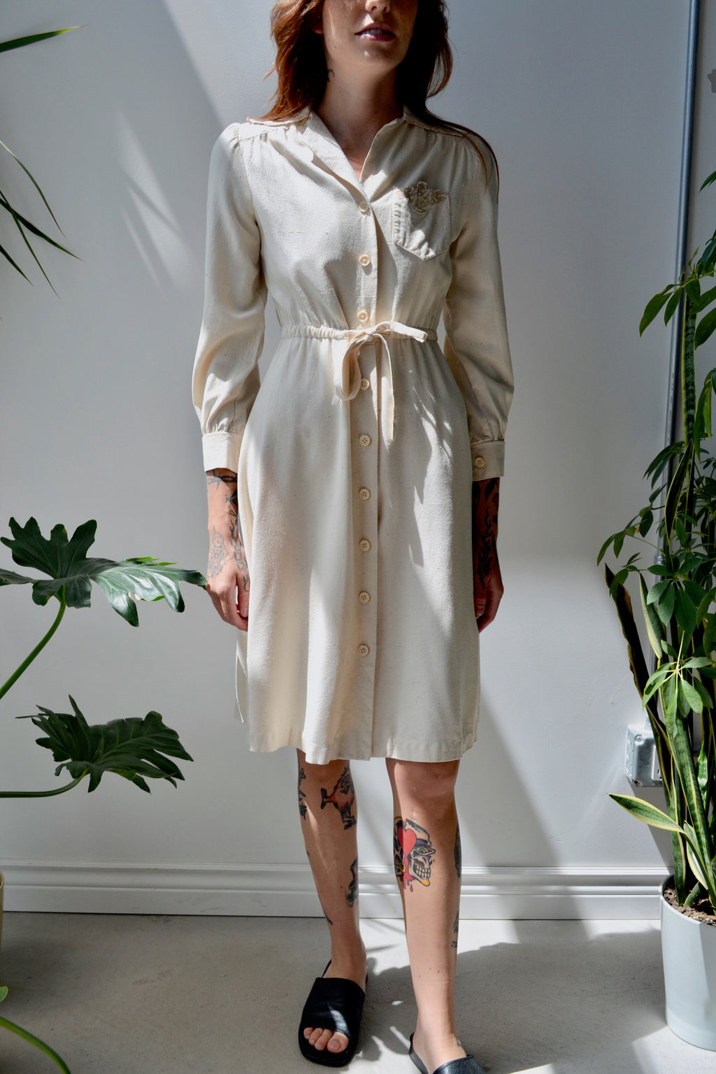 Raw Silk Shirt Dress