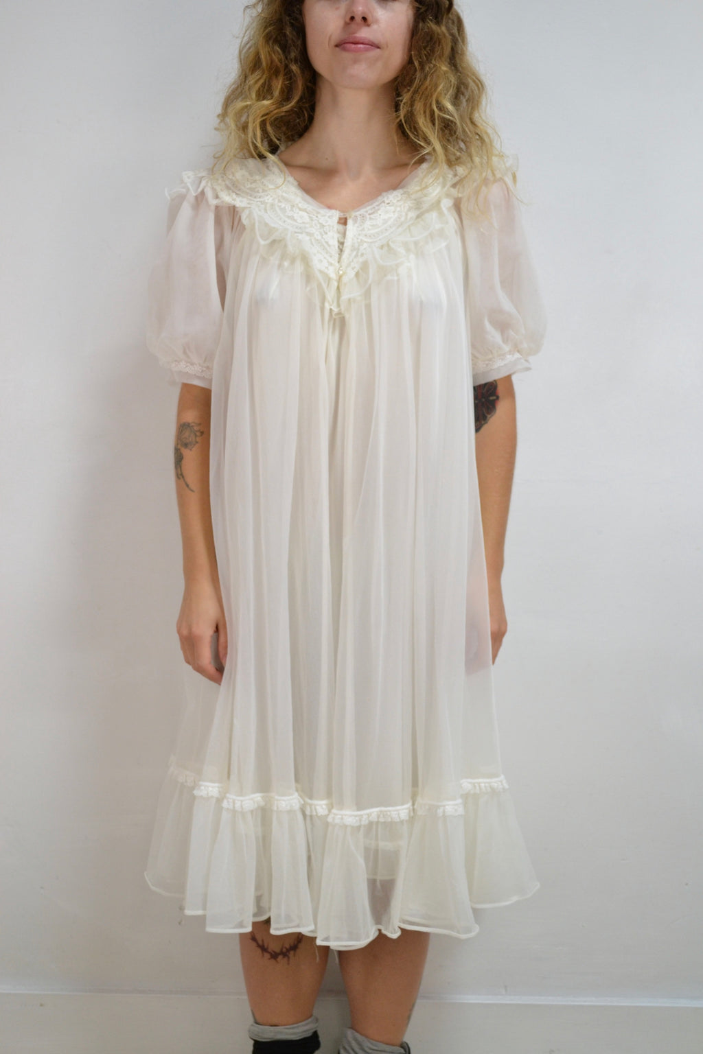 White Nightie and Robe Set