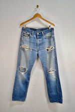 Perfectly Thrashed Button Fly 501's