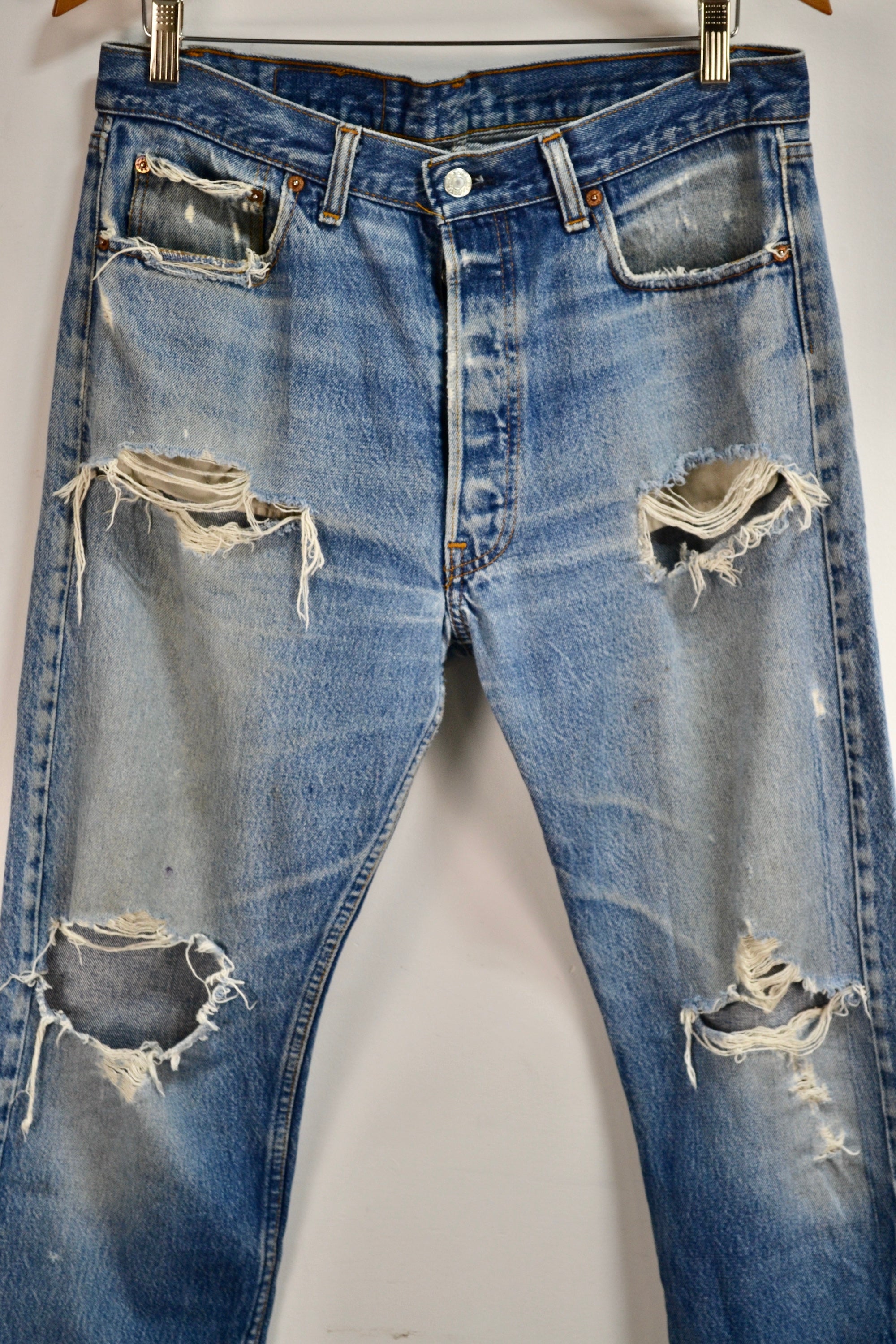 Perfectly Thrashed Button Fly 501's