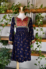 Navy Floral Indian Cotton Dress