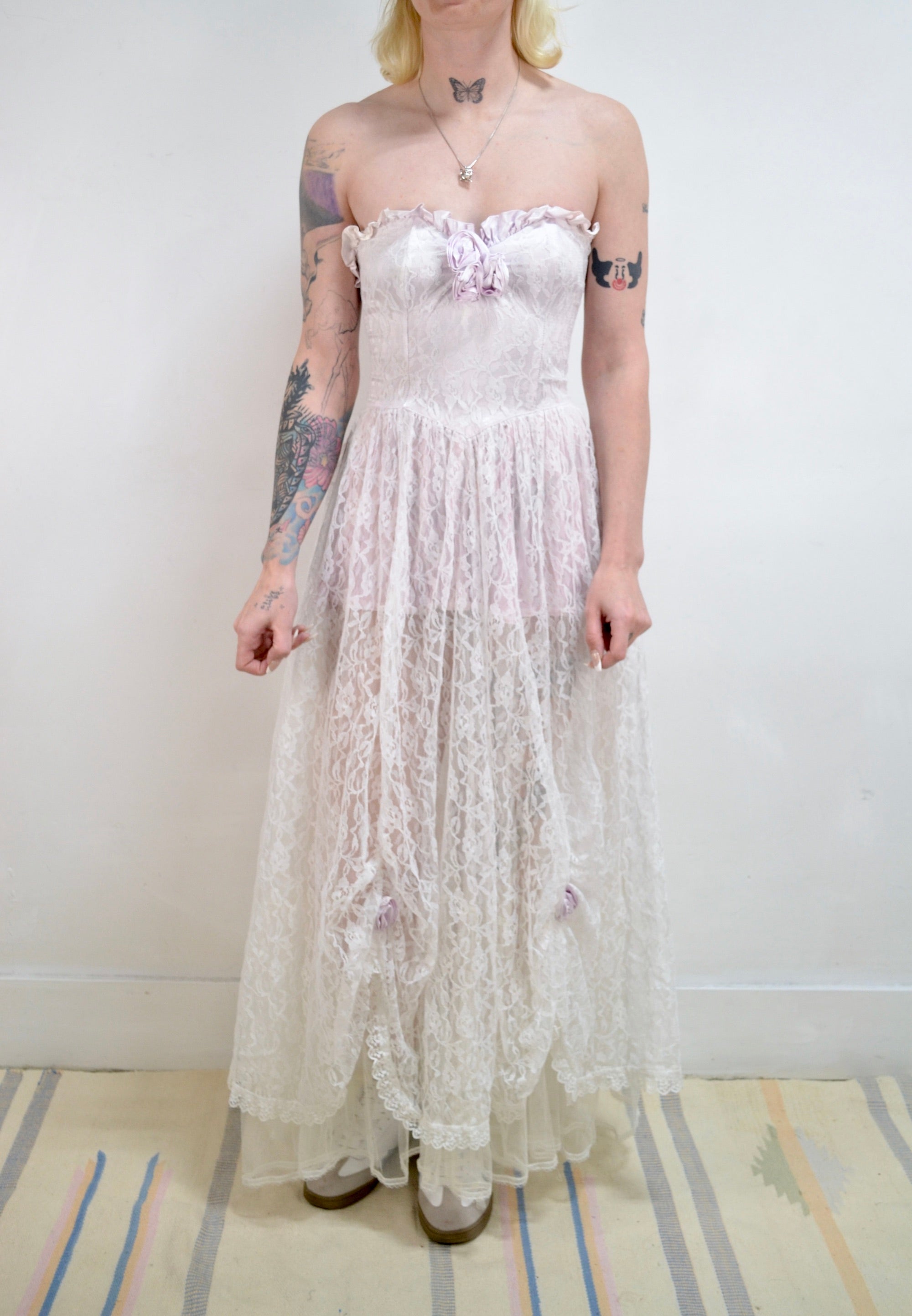 80s Lacey Gunne Sax Gown