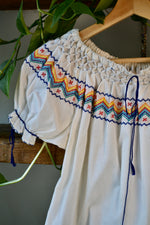Embroidered Puff Sleeve Peasant Blouse