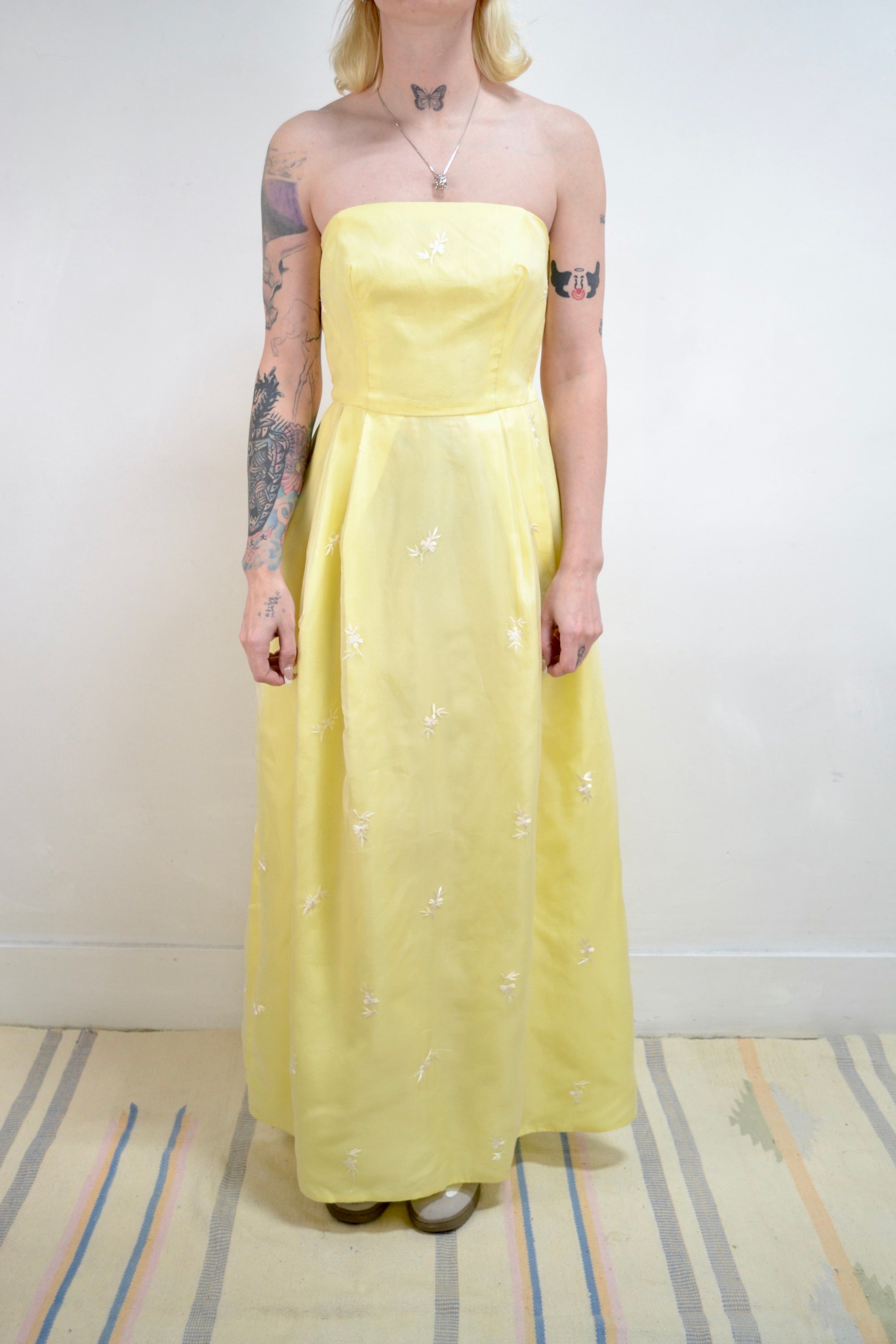 Pastel Yellow Strapless Party Dress