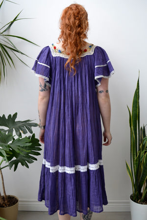 Gauzy Indigo Peasant Dress
