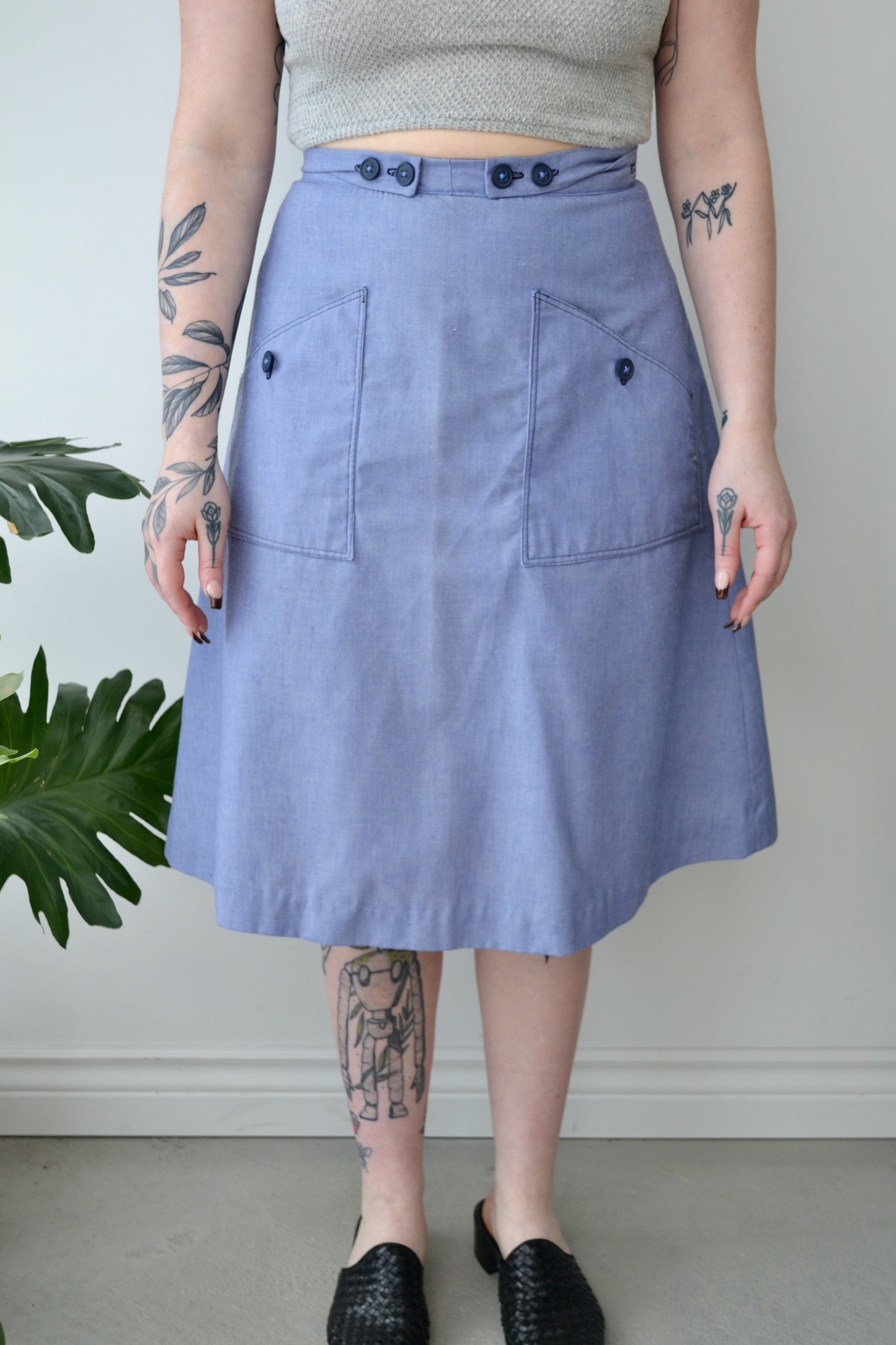 Vintage Chambray Wrap Skirt