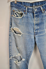 Perfectly Thrashed Levi 501 Selvedge Jeans