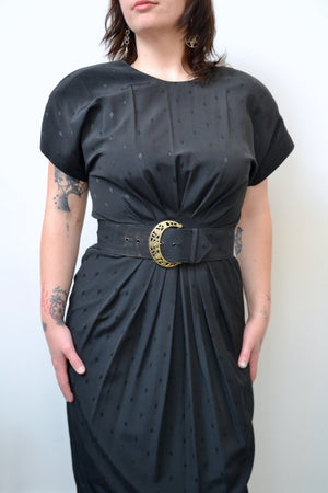 Eighties Belted Black Dress