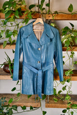 70s Teal Leather Jacket