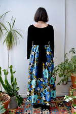 Velvet And Floral Seventies Dress