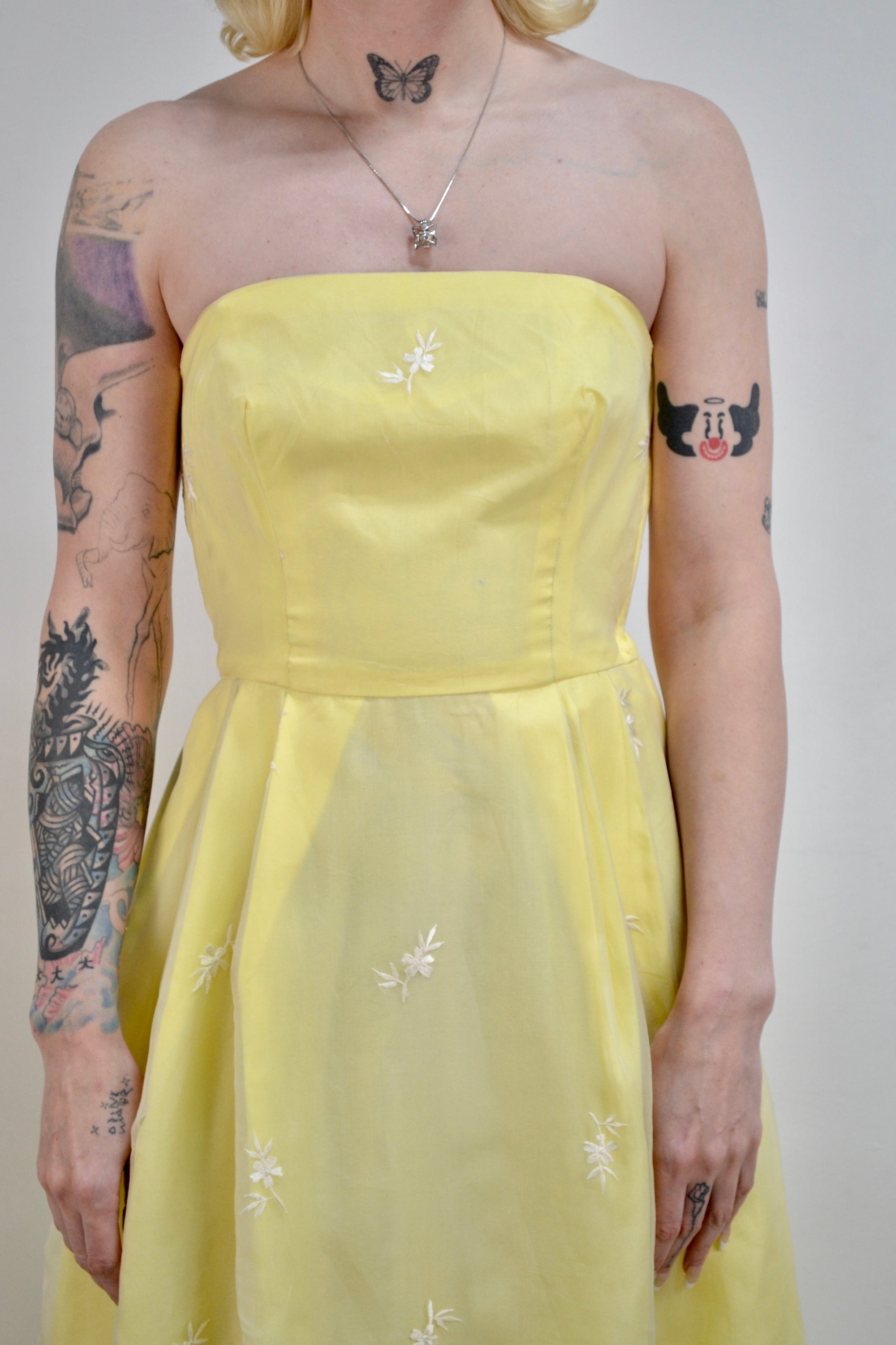 Pastel Yellow Strapless Party Dress