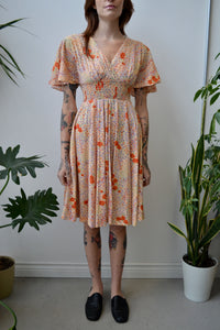 Peach Floral Flutter Dress