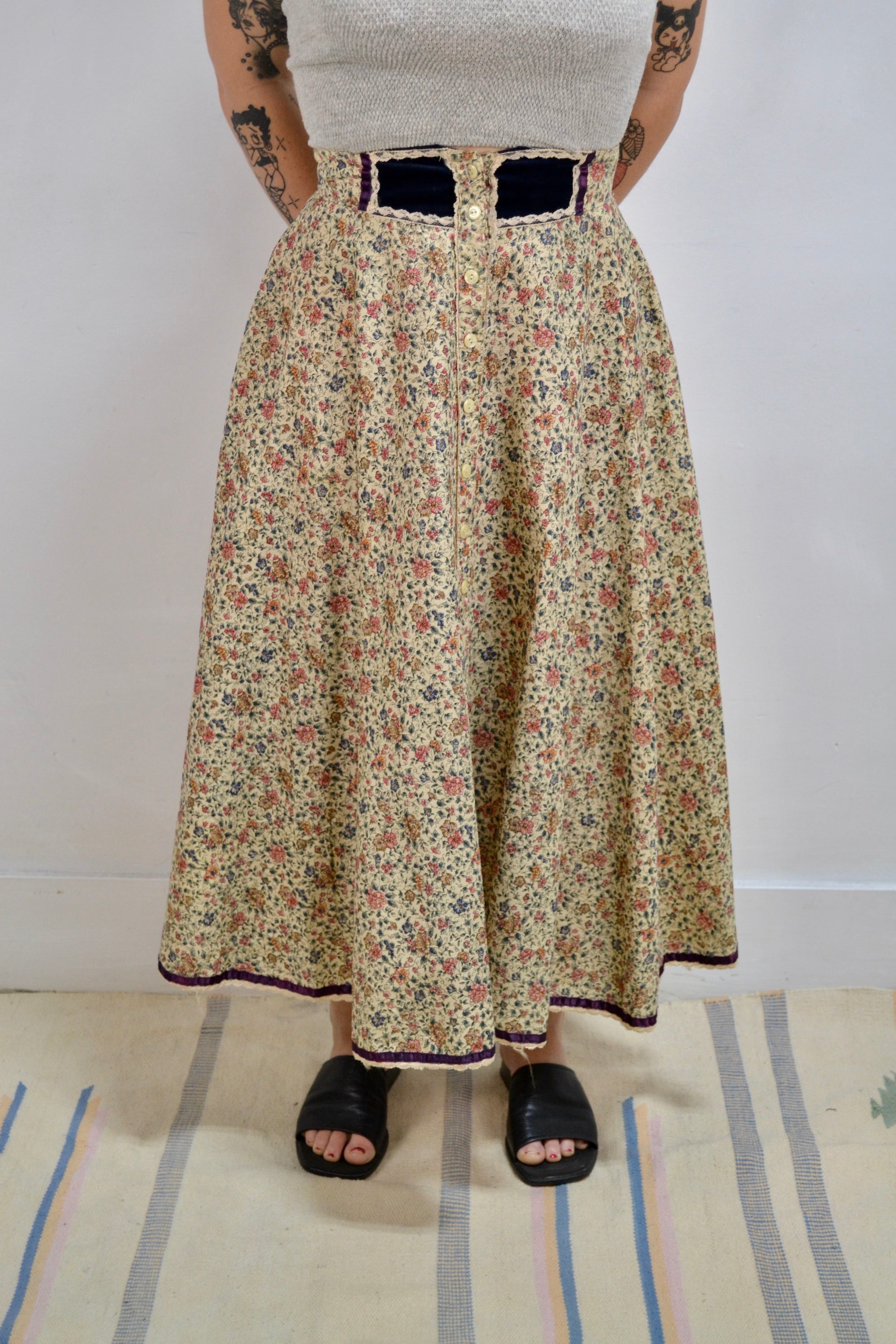 Beige Floral Gunnie Skirt