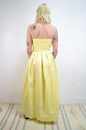 Pastel Yellow Strapless Party Dress