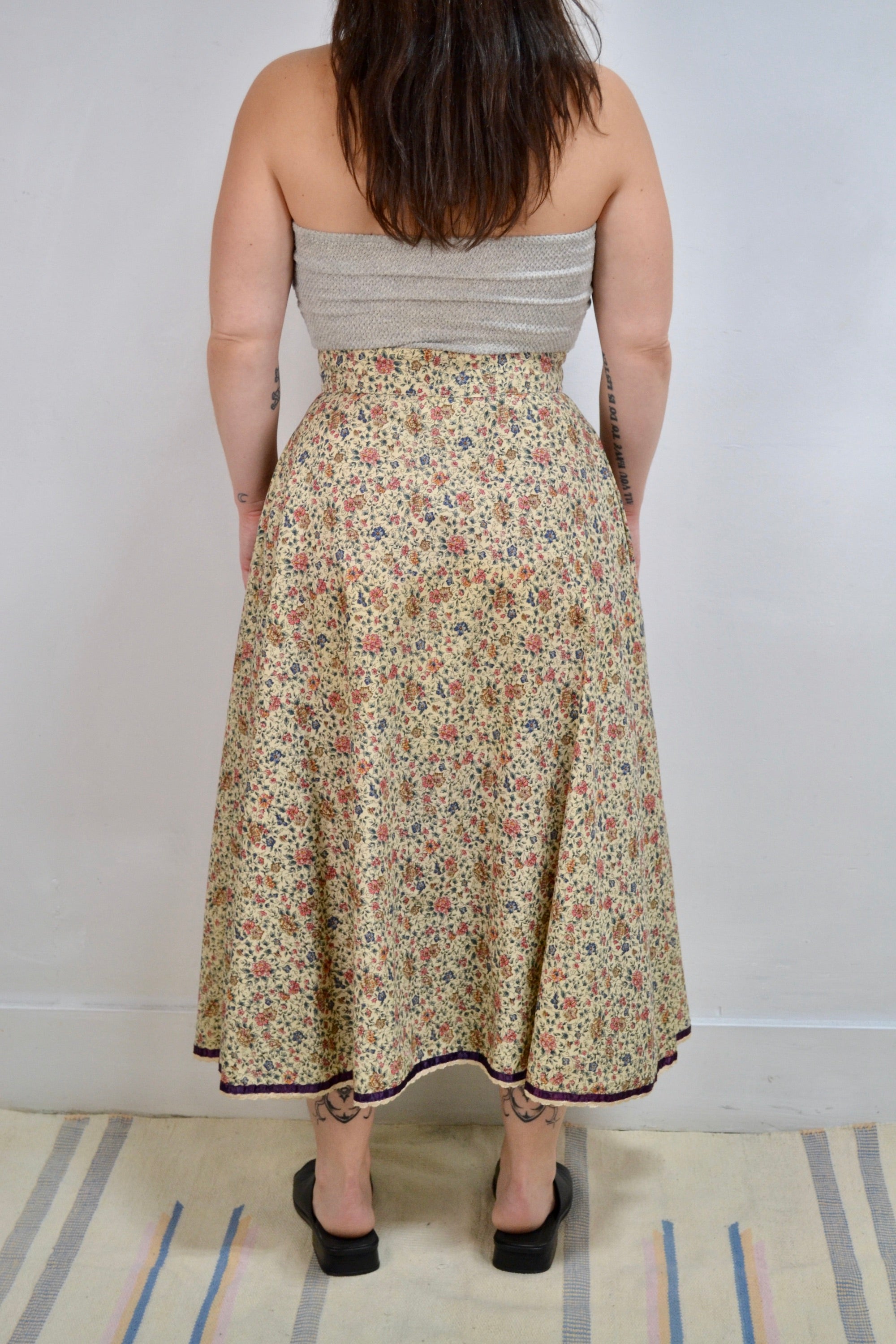 Beige Floral Gunnie Skirt