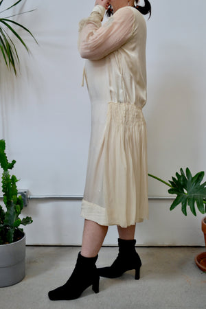 cream silk shift dress Cream Shift Day Dress KATE STOLTZ NYC