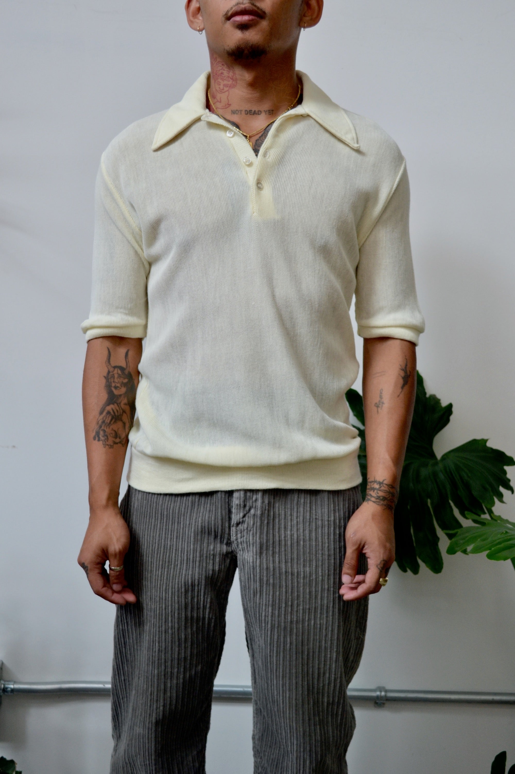 Cream Knit Polo