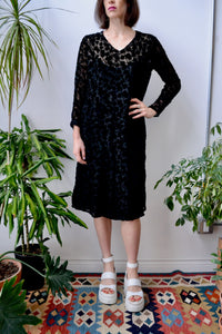 Twenties Black Velvet Burnout Dress