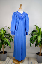 Vintage 80's "Shadowline" Cobalt Blue Slip & Robe Set